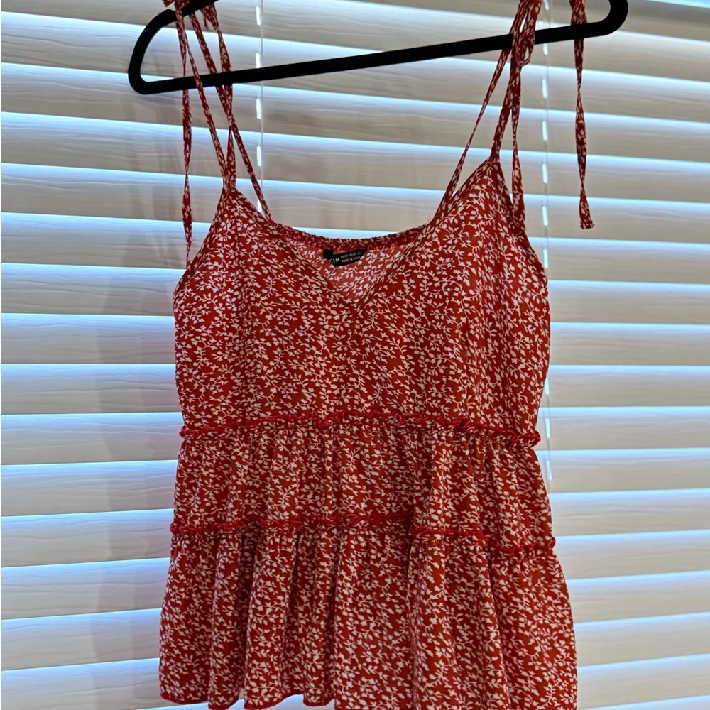 SHEIN Red Floral Tank Top